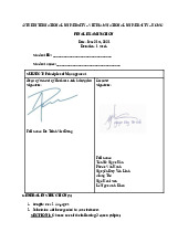 Final Exam Môn Principles of Management | Trường Đại học Quốc tế, Đại học Quốc gia Thành phố Hồ Chí Minh