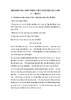 Đề ôn thi giữa học kì 2 lớp 5 môn Tiếng Việt - Đề 1