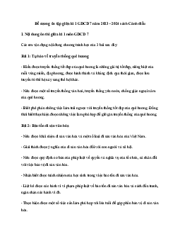 Đề cương ôn tập giữa học kì 1 môn Giáo dục công dân 7 sách Cánh diều