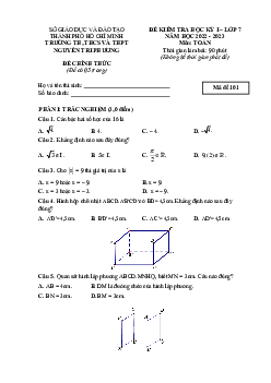 Đề học kỳ 1 Toán 7 năm 2022 – 2023 trường Nguyễn Tri Phương – TP HCM