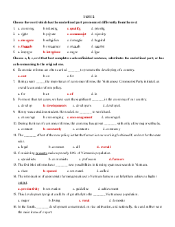 Bài tập Tiếng Anh lớp 12 Unit 7: Economic Reforms Số 2 có đáp án