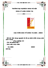 Tiểu luận Vận dụng nguyên lý phát triển trong cách mạng công nghiệp 4.0 | Môn Kinh tế chính trị Mác-Lenin - Đại học Bách Khoa Hà Nội