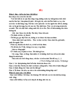 Đề thi giữa học kì 2 môn Ngữ văn 6 năm 2023 - 2024 sách Cánh diều | Đề 6,7,8