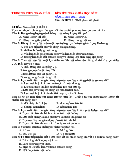 Đề thi giữa HK2 môn Khoa học tự nhiên 6 (có đáp án)