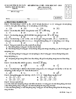 Kiểm tra Hình học 11 chương 3 năm 2017 – 2018 trường Huỳnh Thúc Kháng – Quảng Ngãi
