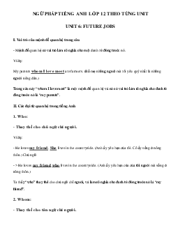 Ngữ pháp Unit 6 lớp 12 Future Jobs