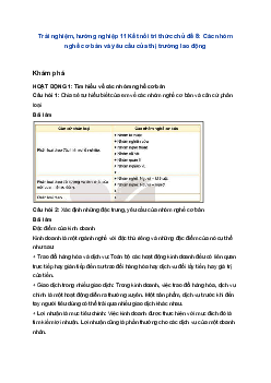 Trải nghiệm, hướng nghiệp 11 Kết nối tri thức chủ đề 8: Các nhóm nghề cơ bản và yêu cầu của thị trường lao động