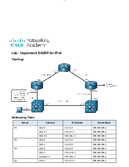Implement Eigrp for IPv4