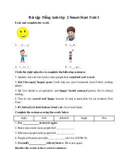 Bài tập Tiếng Anh lớp 2 Smart Start Unit 1