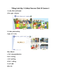 Tiếng Anh lớp 3 Global Success Unit 19 Lesson 1
