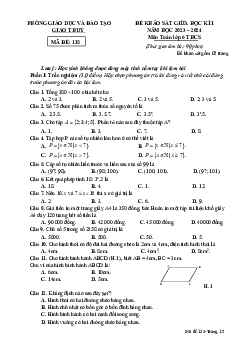 Đề giữa học kì 1 Toán 6 năm 2023 – 2024 phòng GD&ĐT Giao Thuỷ – Nam Định