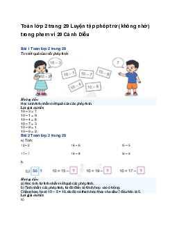 Toán lớp 2 trang 29 Luyện tập phép trừ (không nhớ) trong phạm vi 20 | Cánh Diều