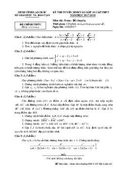 Đề thi tuyển sinh lớp 10 THPT chuyên năm học 2017 – 2018 môn Toán sở GD và ĐT Lai Châu