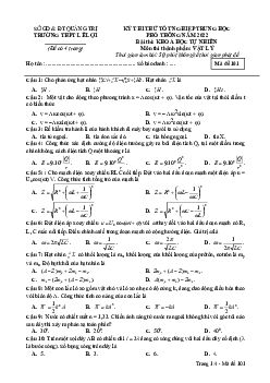 Đề thi thử THPT Quốc gia 2022 môn Vật Lí lần 1 trường THPT Lê Lợi, Quảng Trị