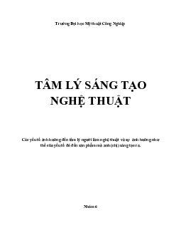 Báo cáo bài tập nhóm môn Tâm lý sáng tạo nghệ thuật | Đại học Mỹ thuật Công nghiệp