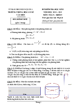 Đề học kì 2 Toán 9 năm 2022 – 2023 trường THCS Vân Đồn – TP HCM