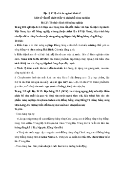 Giải bài tập SGK Địa Lý lớp 12 Bài 25: Tổ chức lãnh thổ nông nghiệp