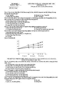 Đề thi HK2 môn Địa 12 năm học 2020-2021 (có đáp án)