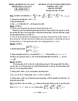Đề KSCL Toán 9 năm 2021 – 2022 trường THCS Cầu Giấy – Hà Nội