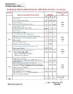 Ma trận Đề thi học kì 1 môn Tiếng Anh 4 năm 2023 - 2024 sách Global Success | đề 4