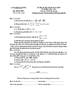 Đề tuyển sinh lớp 10 môn Toán (chung) năm 2022 – 2023 sở GD&ĐT Đắk Nông
