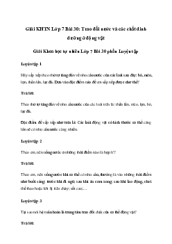 Giải Khoa học tự nhiên 7 Bài 30: Trao đổi nước và các chất dinh dưỡng ở động vật | Chân trời sáng tạo