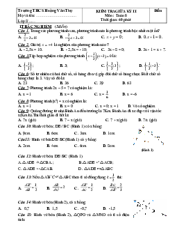Đề giữa kỳ 2 Toán 8 năm 2021 – 2022 trường THCS Hoàng Văn Thụ – Quảng Nam