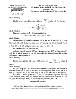 Đề thi chọn đội tuyển dự thi HSG Quốc gia THPT 2018 môn Toán sở GD và ĐT Bắc Ninh