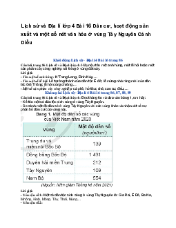 Lịch sử và Địa lí lớp 4 Bài 16 Dân cư, hoạt động sản xuất và một số nét văn hóa ở vùng Tây Nguyên | Cánh Diều