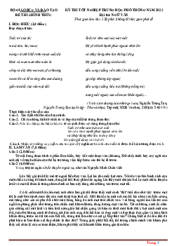 Đề thi tốt nghiệp THPT Ngữ Văn 2022 (có hướng dẫn giải)