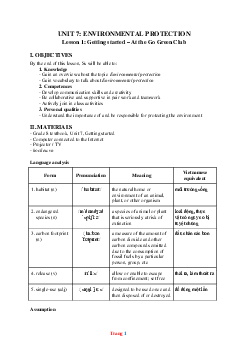 Giáo án Tiếng Anh 8 Global success unit 7 Environmental protection