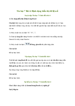 Giải Tin học 7 Bài 4: Định dạng hiển thị dữ liệu số | Cánh diều