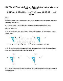 Giải Toán lớp 4 Bài 28: Thực hành vẽ hai đường thẳng vuông góc | Kết nối tri thức