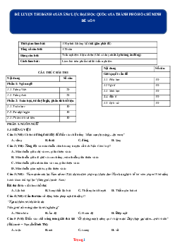 Đề thi đánh giá năng lực ĐHQG TPHCM 2022 đề số 9 (có đáp án và lời giải chi tiết)