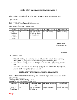Bộ phiếu góp ý sách giáo khoa Tiếng Anh 8 Think