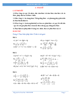 Đề cương ôn tập học kì 1 môn Toán 8