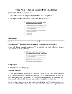 Giải Unit 1 Listening | Tiếng Anh 11 Global Success