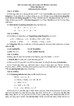 Đề thi HSG Hóa 11 cấp trường 2022 (có đáp án)