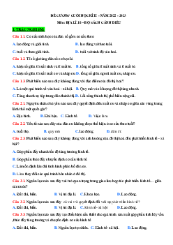 Đề cương ôn tập học kì 2 môn Địa lý 10 Cánh diều