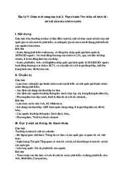 Địa lý 11 Chân trời sáng tạo bài 2: Thực hành Tìm hiểu về kinh tế - xã hội của các nhóm nước