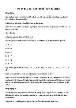 Giải Toán 10 Bài 2: Hoán vị, chỉnh hợp và tổ hợp | Chân trời sáng tạo