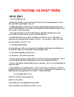 MÔI TRƯỜNG VÀ PHÁT TRIỂN | Kinh Tế môi trường | Đại học Khoa học Xã hội và Nhân văn, Đại học Quốc gia Thành phố HCM