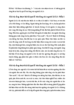 Văn mẫu lớp 7: Cảm nhận về những giá trị sống được bộc lộ qua lễ rửa làng của người Lô Lô | Kết nối tri thức