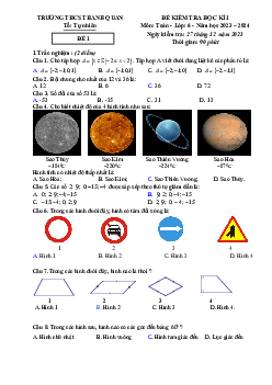 Đề cuối học kỳ 1 Toán 6 năm 2023 – 2024 trường THCS Lý Thường Kiệt – TP HCM