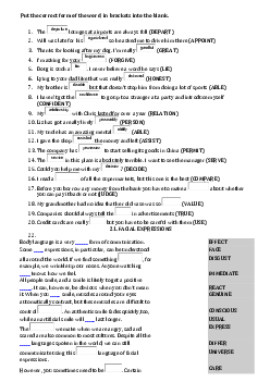 Word form - HSG Tiếng Anh 9, Chuyên Anh