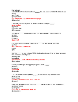 Top 110 câu LEXIO nâng cao, khó dành cho học sinh chuyên Anh (có đáp án)