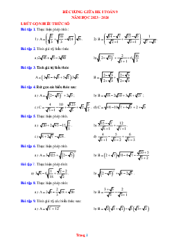 Đề cương giữa học kỳ I toán 9 năm học 2023-2024