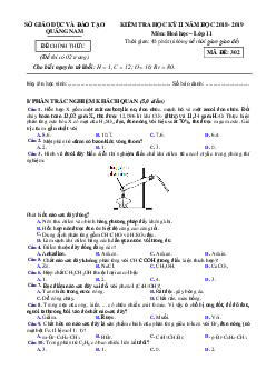 Đề thi học kỳ 2 môn Hóa lớp 11 Quảng Nam 2018-2019 (có đáp án)