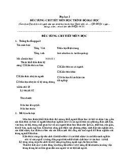 ĐỀ CƯƠNG CHI TIẾT MÔN HỌC | Nhân học đại cương | Đại học Khoa học Xã hội và Nhân văn, Đại học Quốc gia Thành phố HCM
