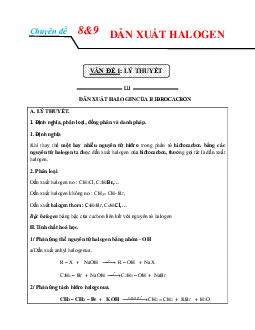 Chuyên đề dẫn xuất halogen Hóa 11 (có lời giải và đáp án )